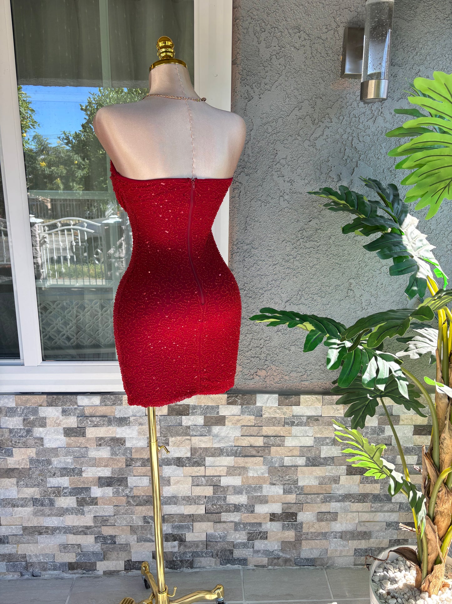 Charlotte Beaded Dress - Red