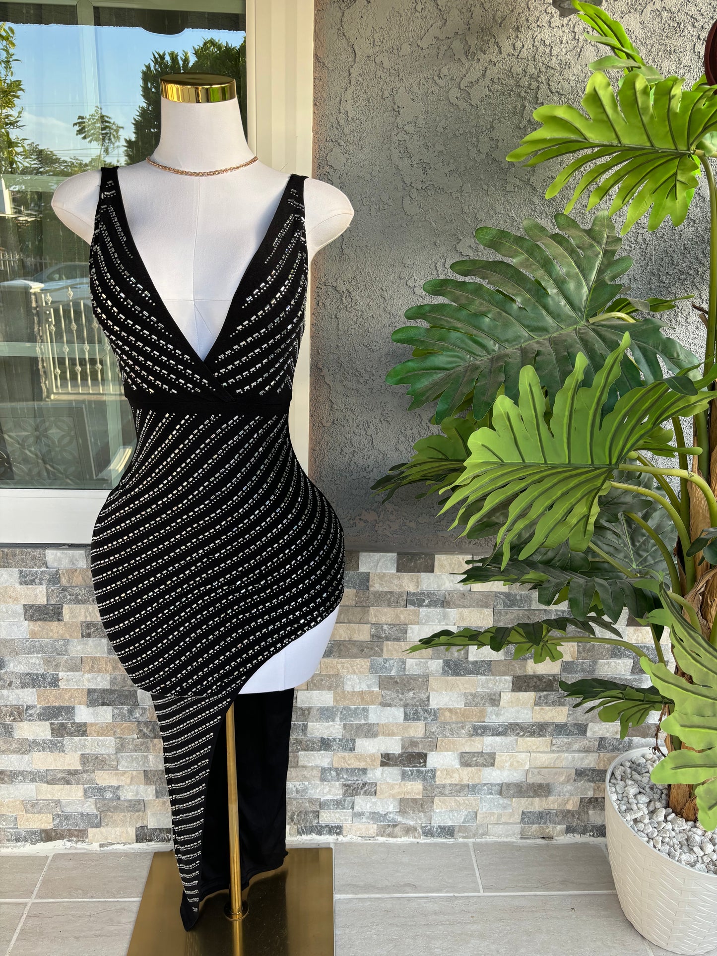 Brandy Embellished Dress - Black