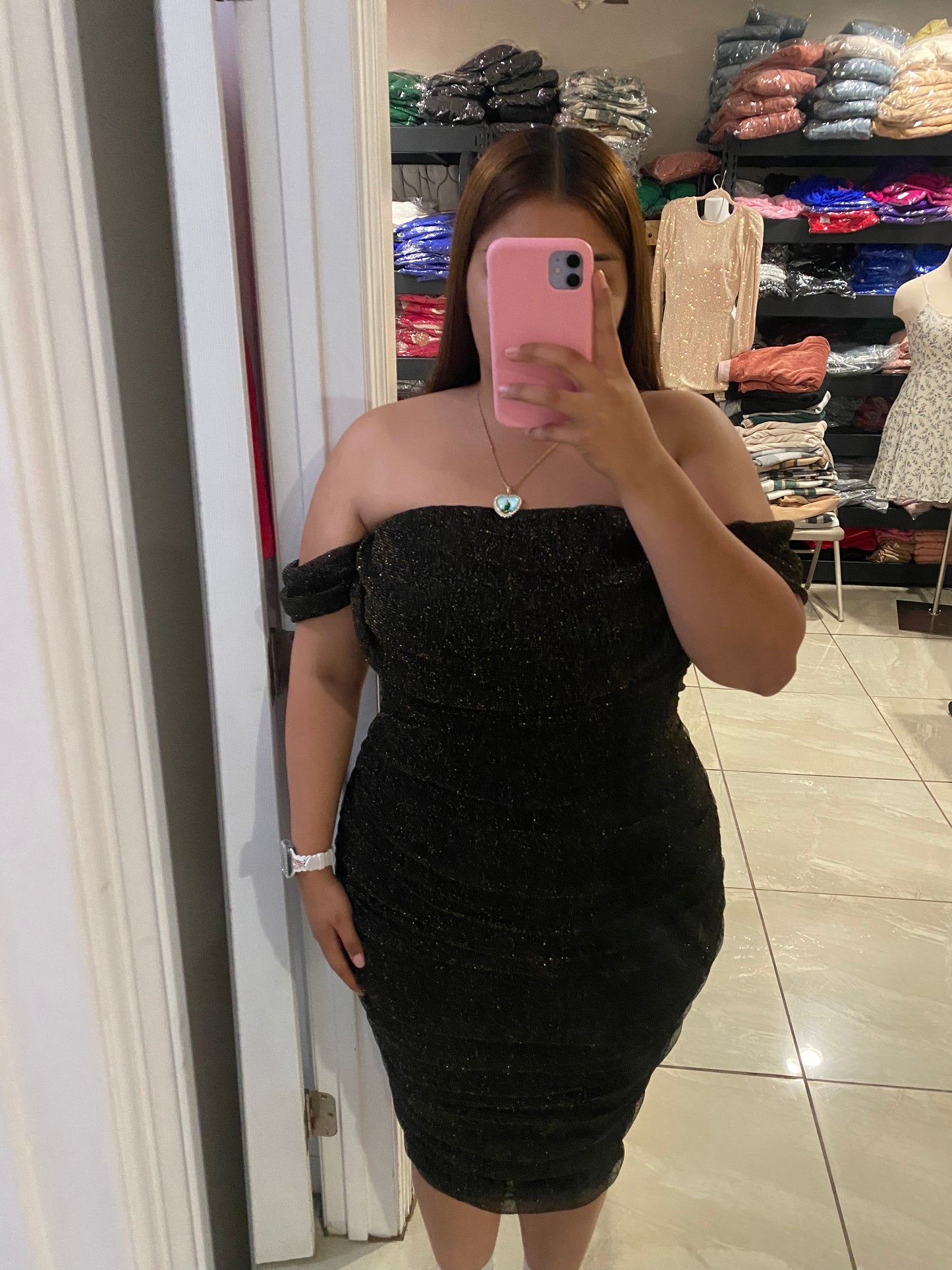 Maleny Glitter Dress - Black