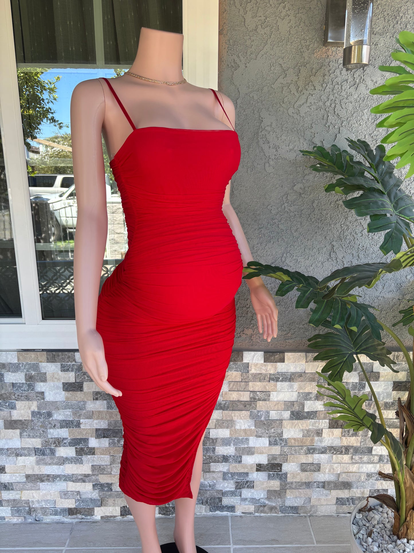 Iris Midi Dress - Red