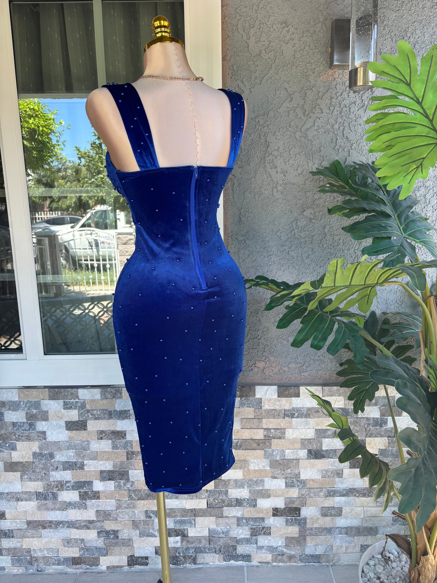 Perla Velvet Dress - Royal Blue