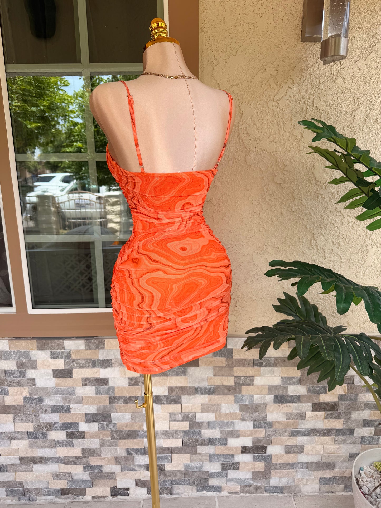 Lexi Marble Dress - Orange