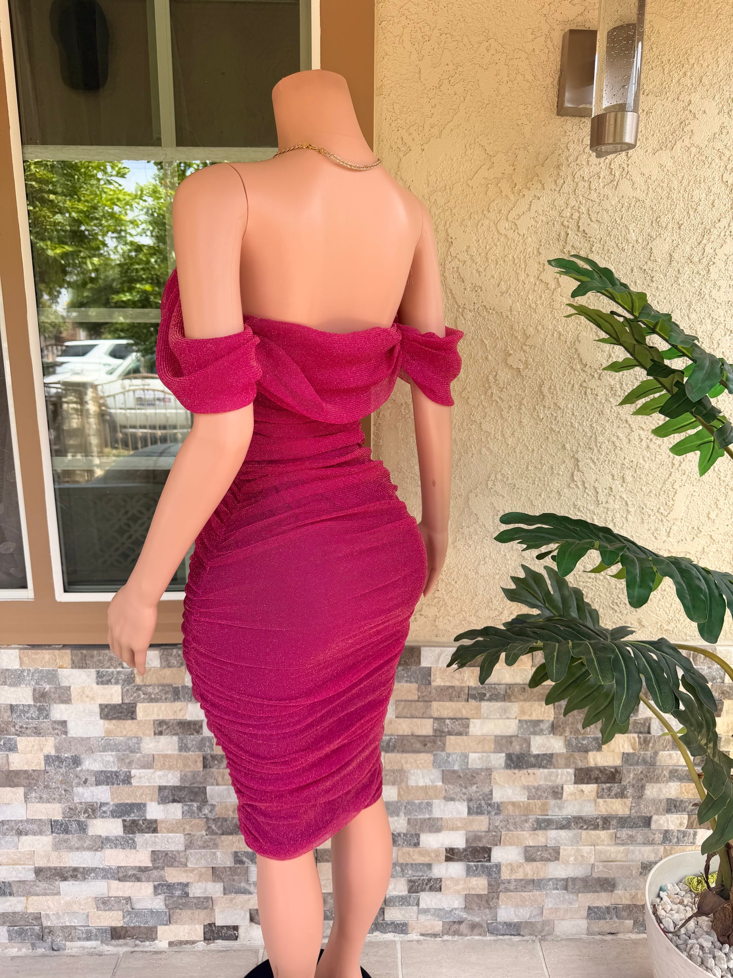 Maleny Glitter Dress - Fuchsia