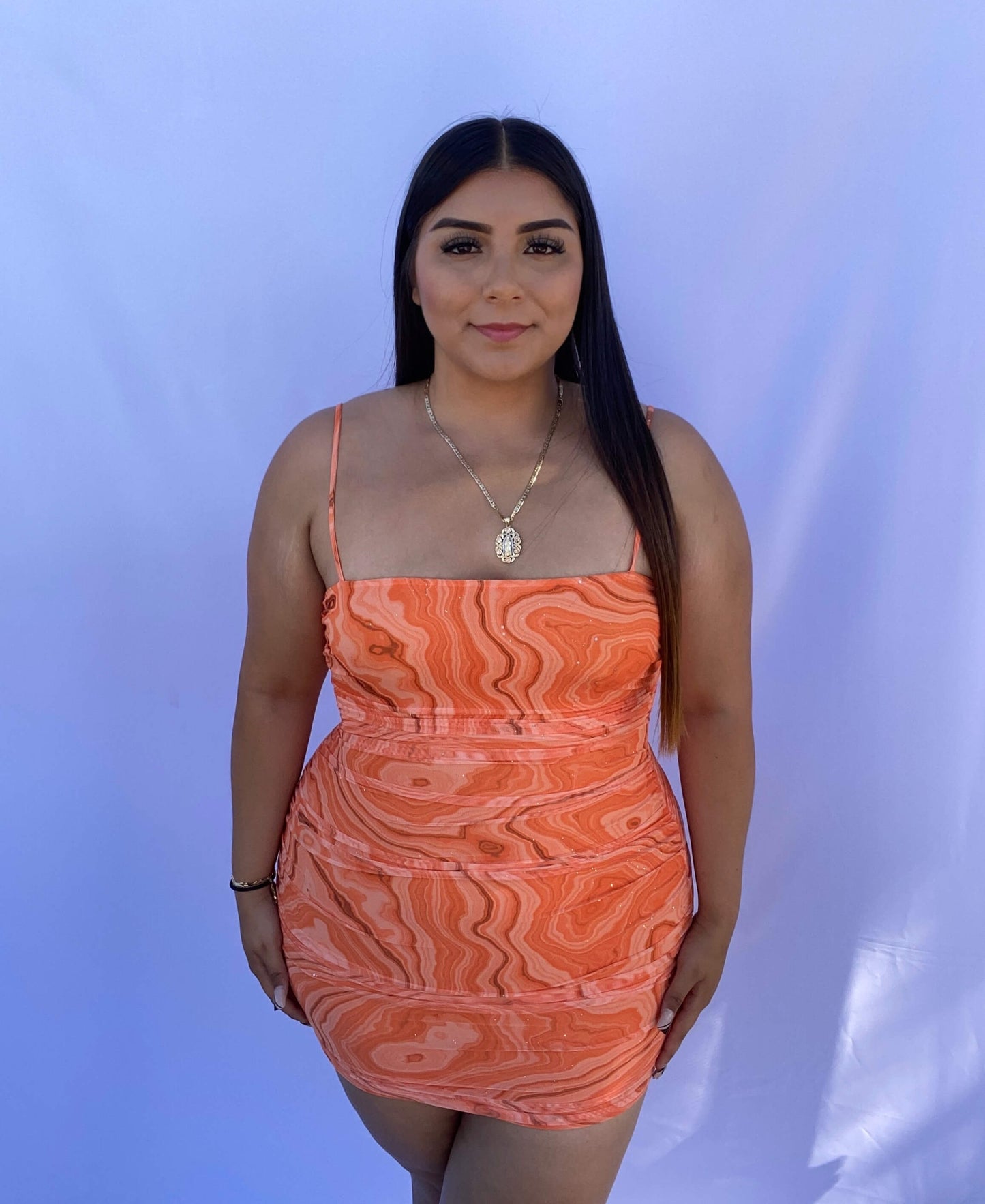 Lexi Marble Dress - Orange