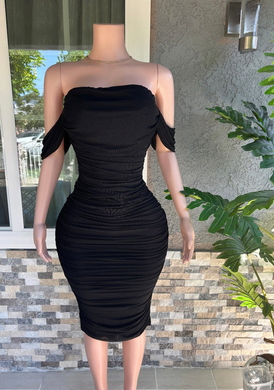 Maleny Off Shoulder Dress - Black