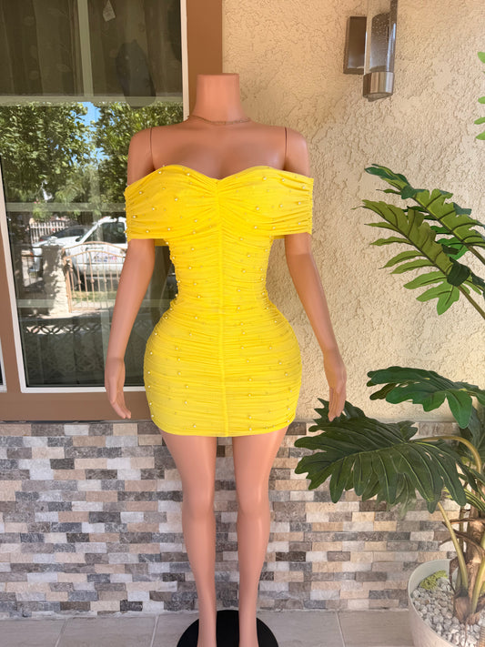 Perla Mini Dress - Yellow
