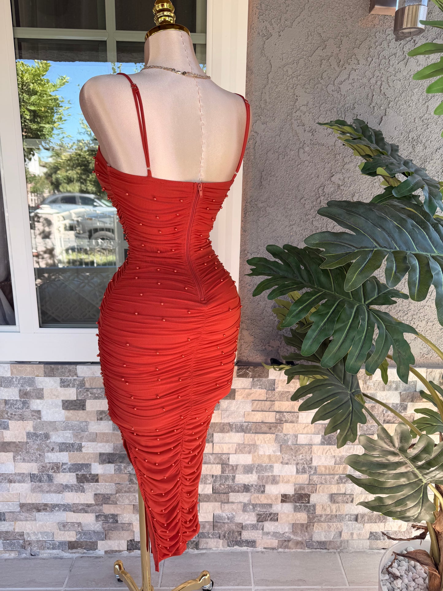 Perla Midi Dress - Cognac