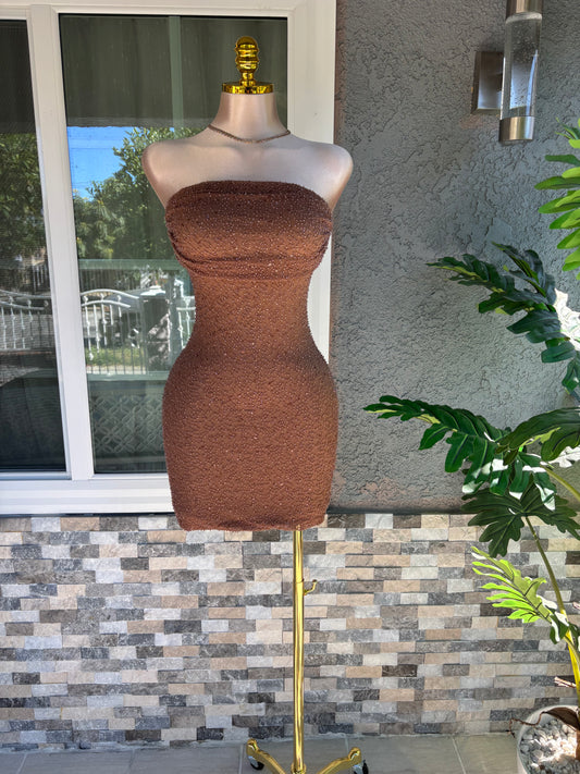 Charlotte Beaded Dress - Brown