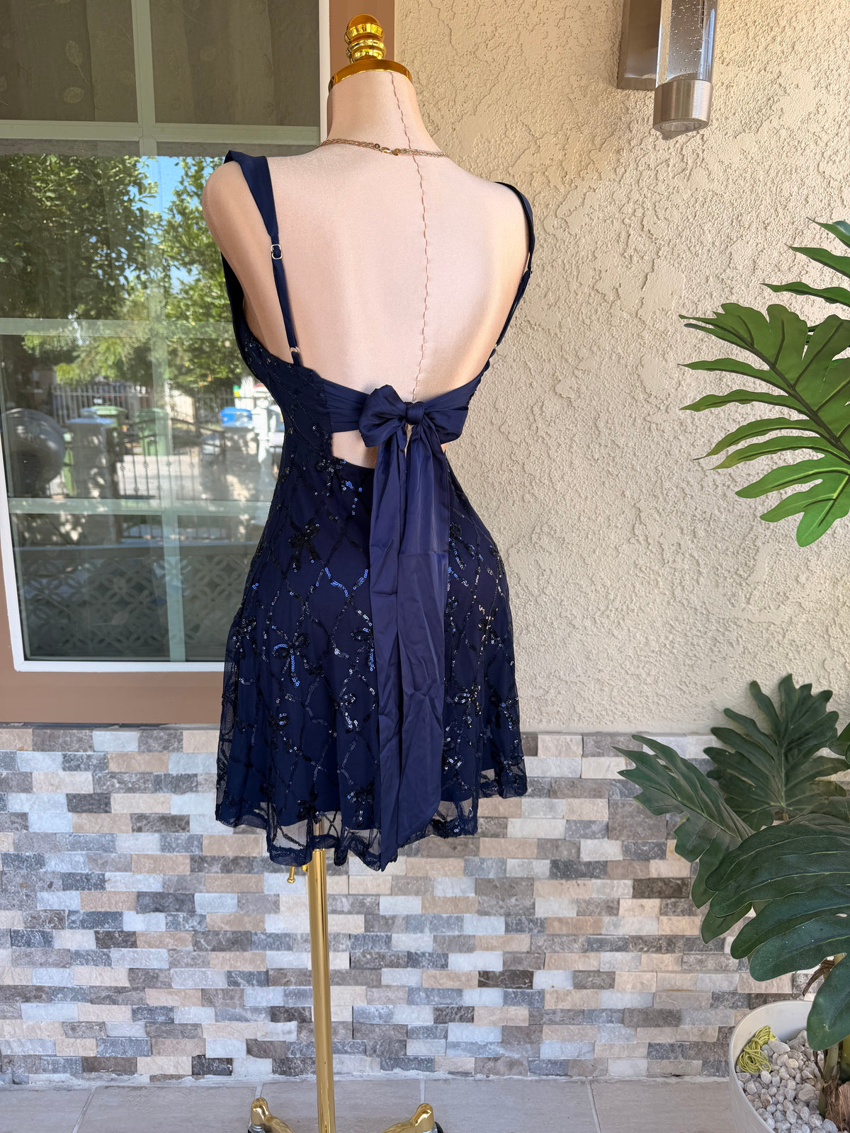 Coquette Flowy Dress - Navy Blue