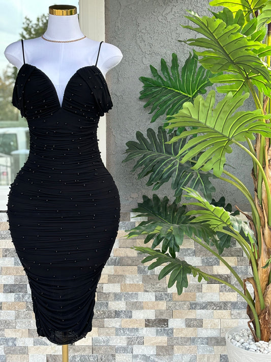 Perla Off Shoulder Dress - Black
