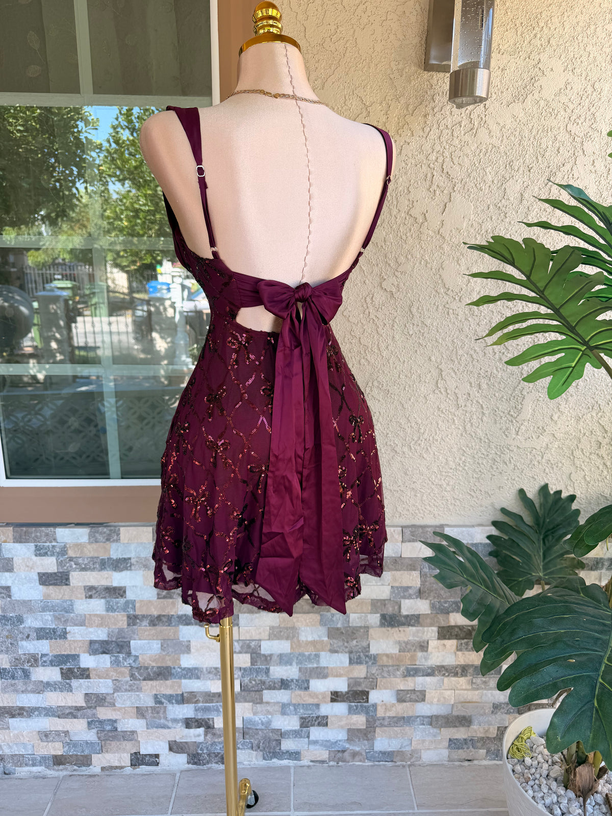 Coquette Flowy Dress - Burgundy