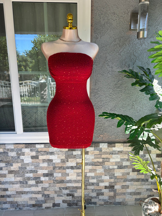 Charlotte Beaded Dress - Red