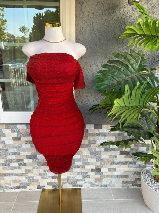 Maleny Glitter Dress - Red
