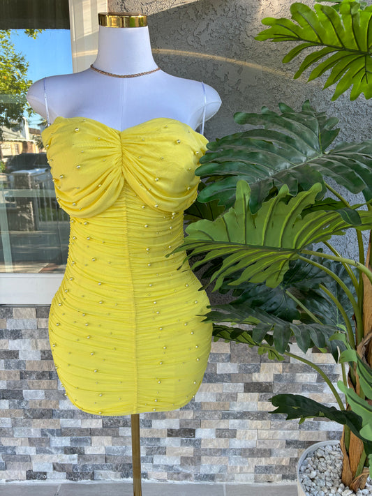 Perla Mini Dress - Yellow