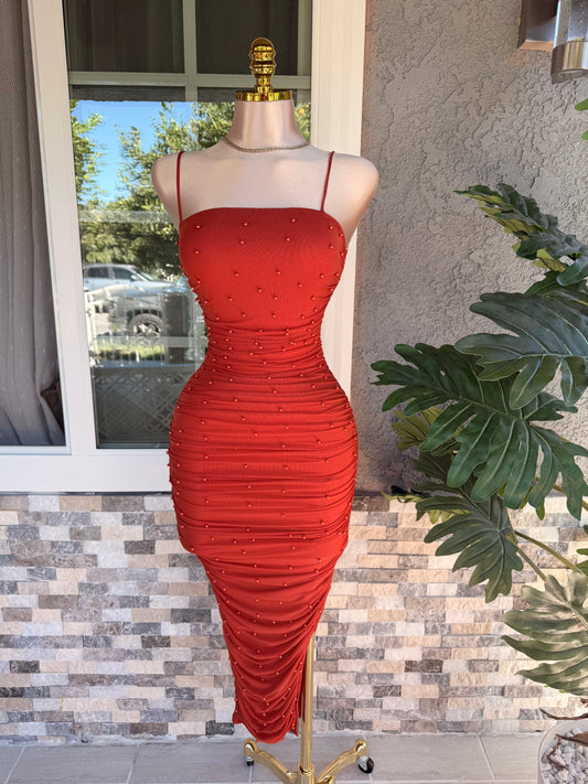 Perla Midi Dress - Cognac