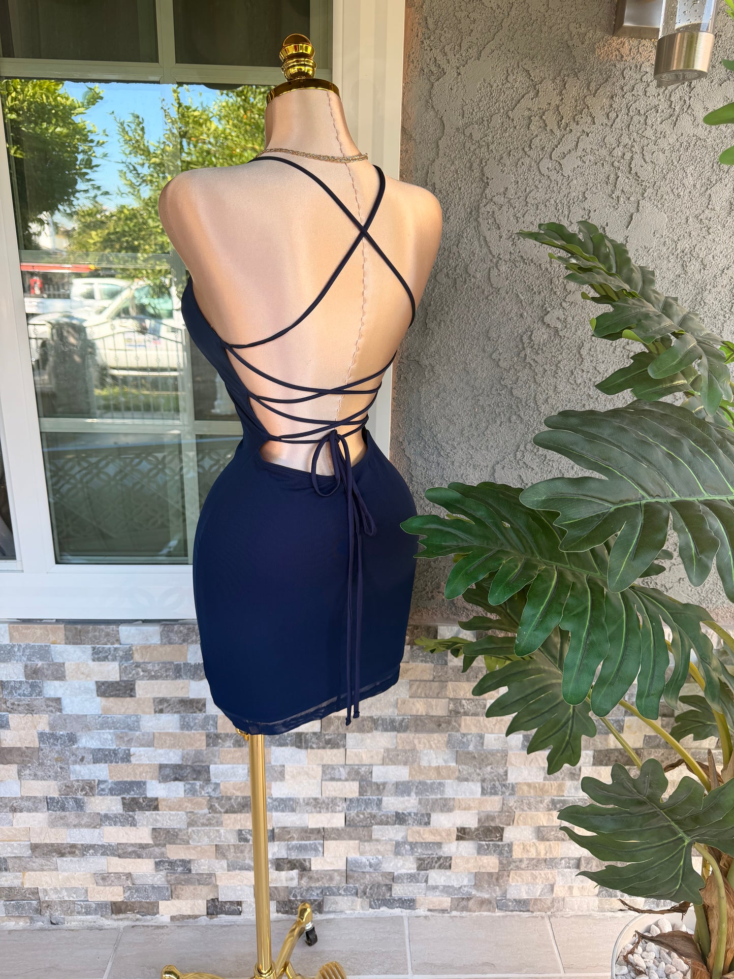 Carmen Dress - Navy Blue