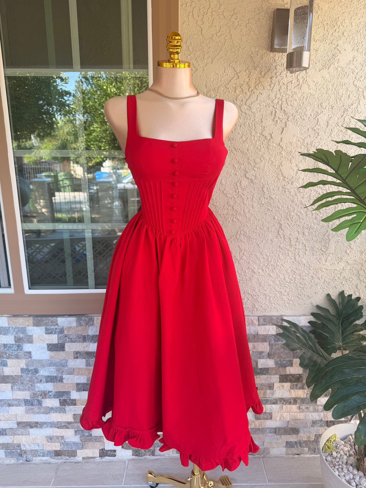 Daisy Flowy Dress - Red