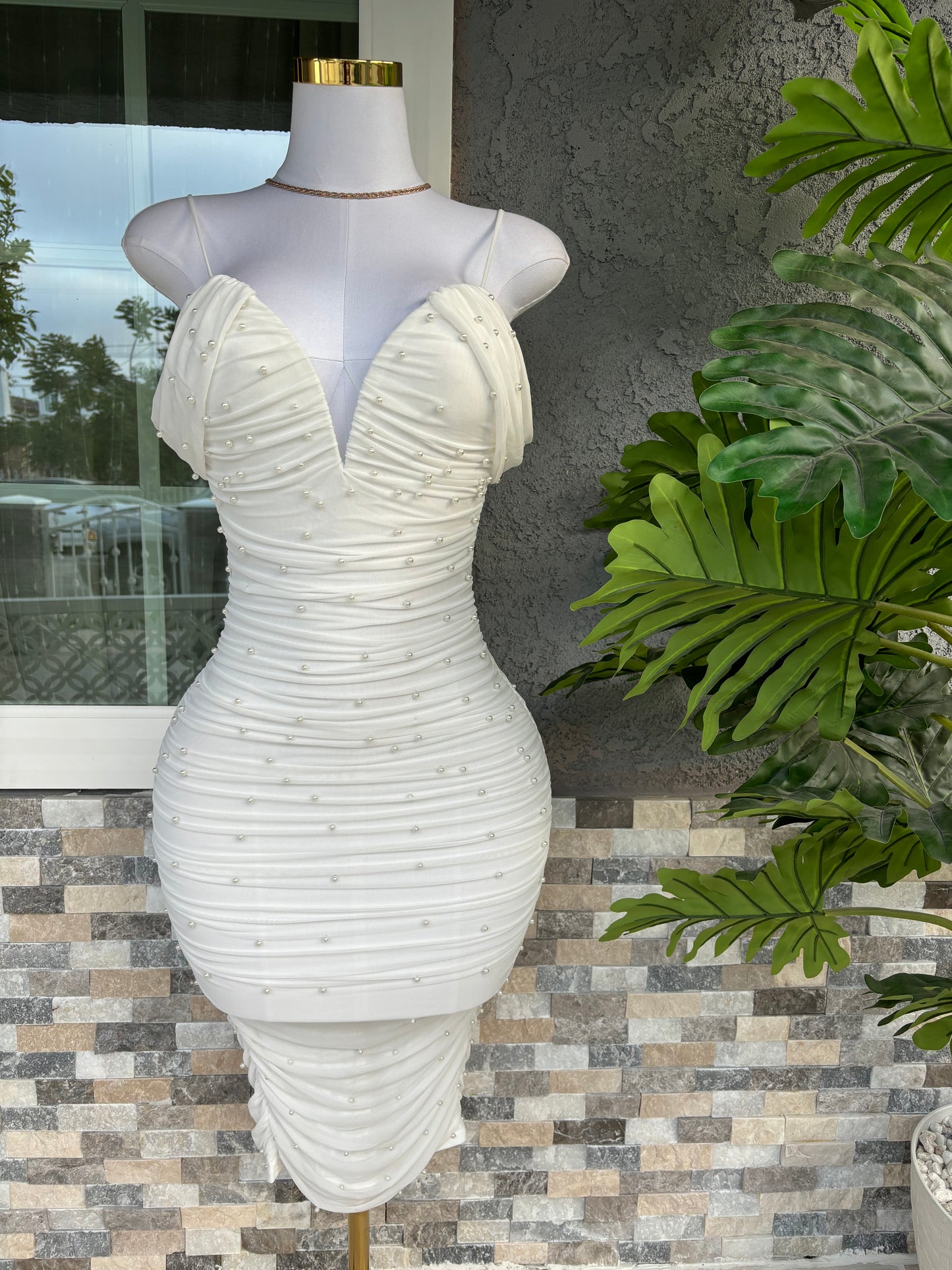 Perla Off Shoulder Dress - White