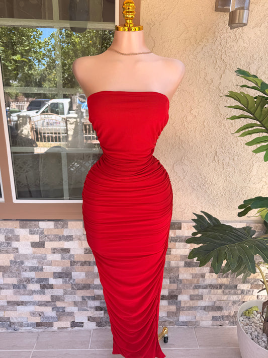 Alexa Midi Dress - Red