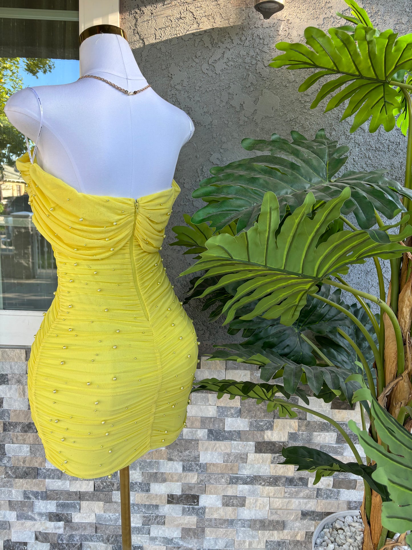 Perla Mini Dress - Yellow