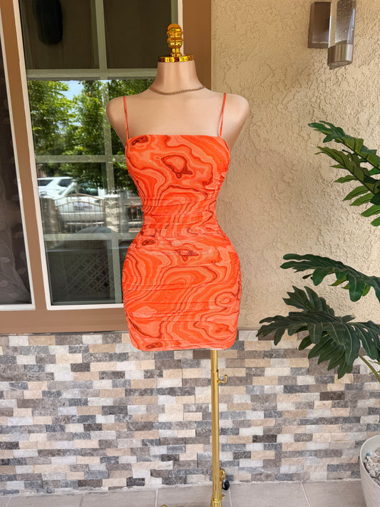 Lexi Marble Dress - Orange