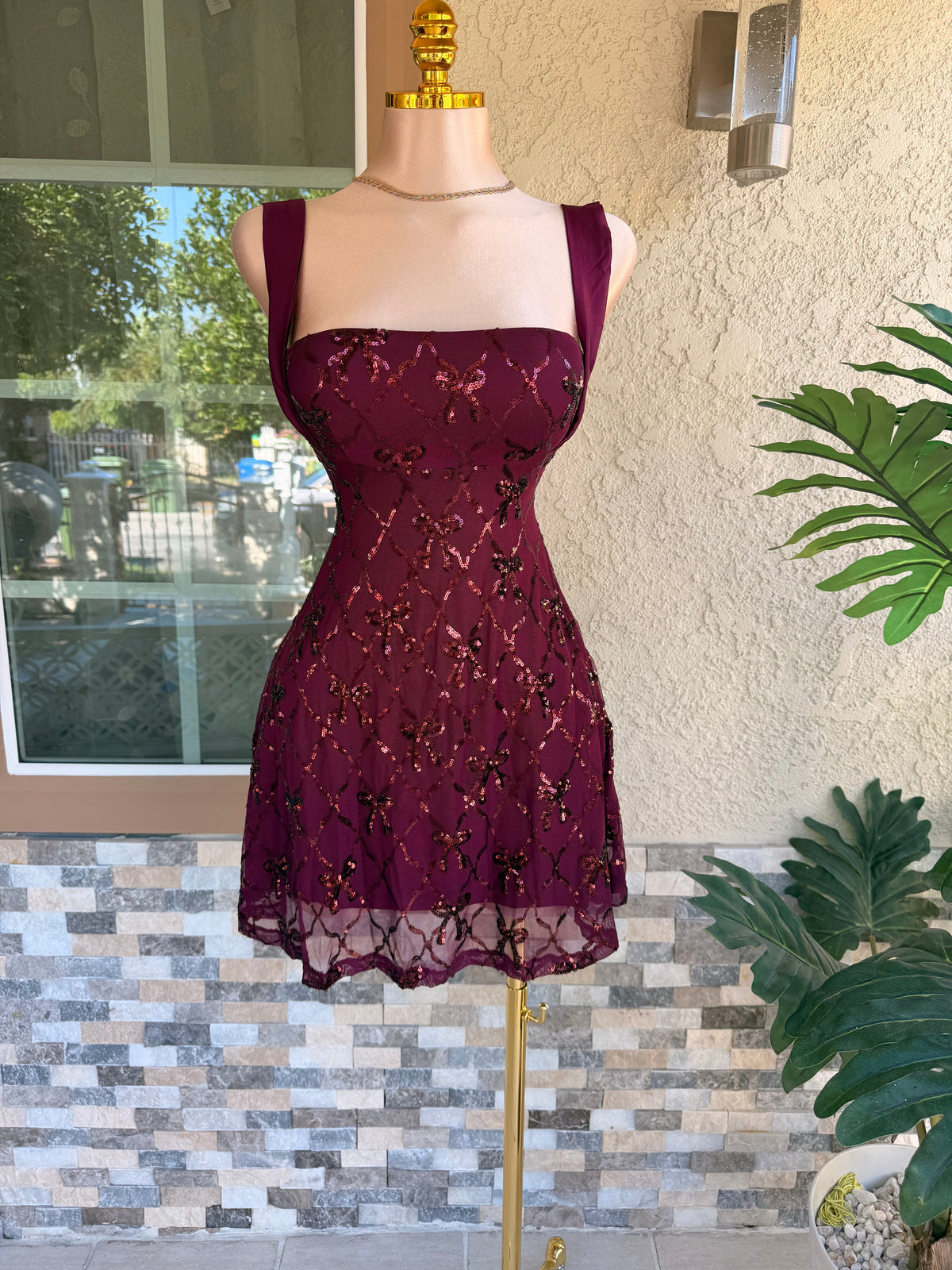 Coquette Flowy Dress - Burgundy