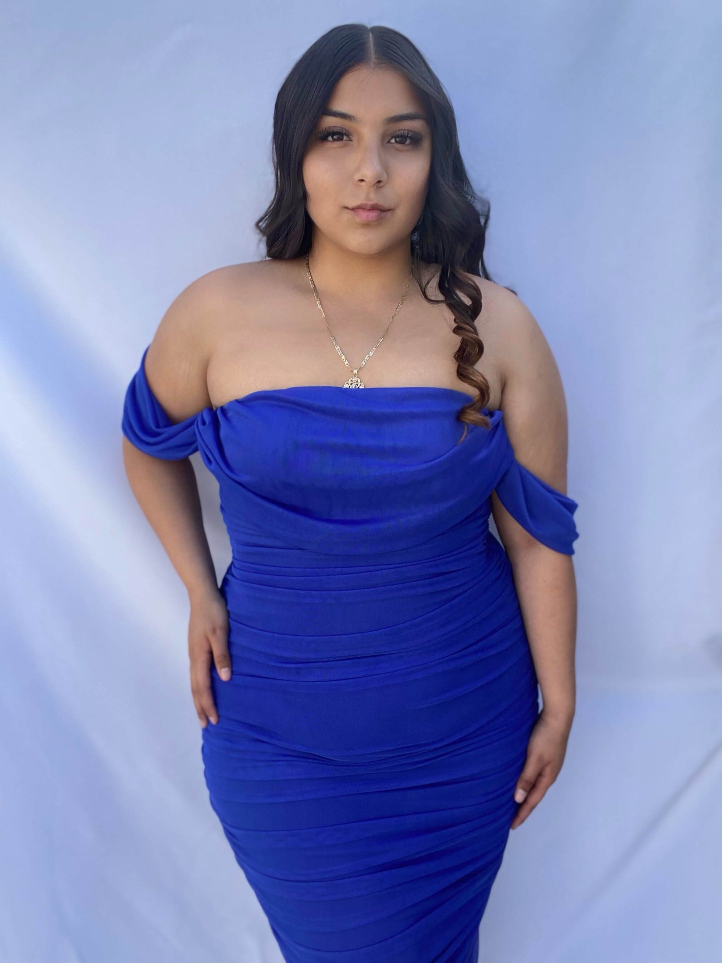 Maleny Off Shoulder Dress - Royal Blue